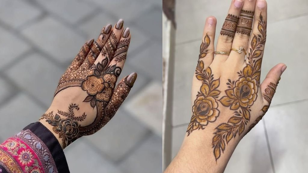 Rose Mehndi Design Back Hand