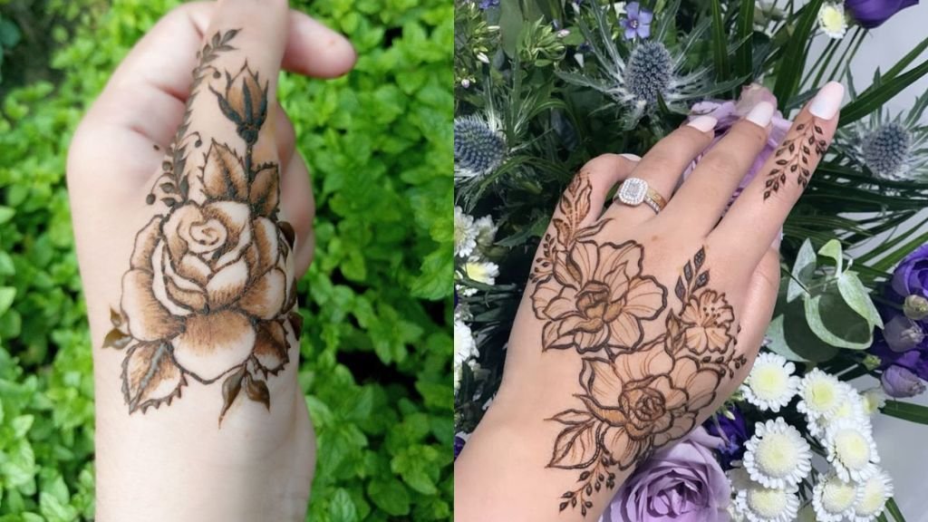 Rose Mehndi Design Back Hand