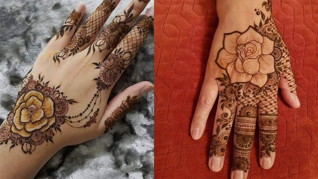 Rose Mehndi Design Back Hand